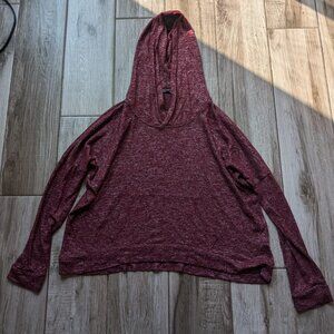 Don’t Ask Why Women’s Burgundy Marled Hooded Long Sleeve Top One Size